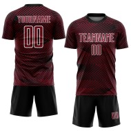 Maglia da calcio personalizzata Crimson Black-White Line stampata a sublimazione