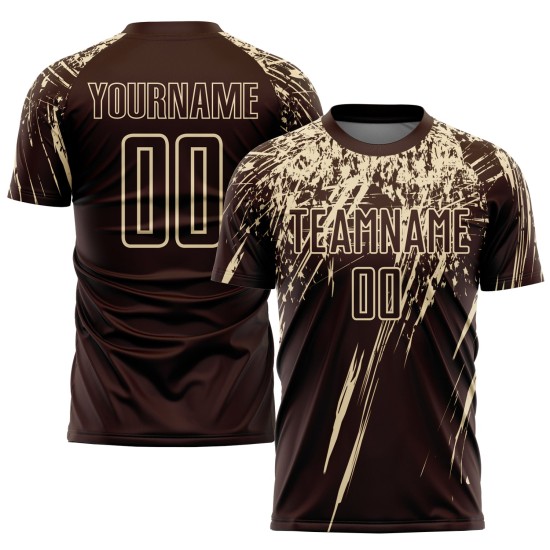 Maglia da calcio personalizzata con stampa a sublimazione marrone crema Maglia da calcio personalizzata con stampa a sublimazione marrone crema