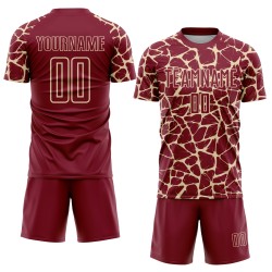 Maglia da calcio personalizzata Crimson Cream Abstract Network Splash Sublimazione Uniforme da calcio Maglia da calcio personalizzata Crimson Cream Abstract Network Splash Sublimazione Uniforme da calcio