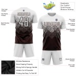 Maglia da calcio personalizzata marrone bianca con stampa a sublimazione Maglia da calcio personalizzata marrone bianca con stampa a sublimazione