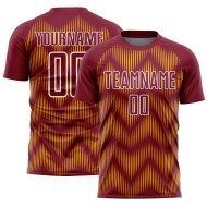 Maglia da calcio personalizzata con stampa a sublimazione Crimson Gold-White Line