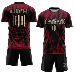 Maglia da calcio personalizzata Crimson Black-City Cream con stampa a sublimazione