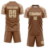 Maglia da calcio personalizzata con stampa a sublimazione marrone crema-mimetica Maglia da calcio personalizzata con stampa a sublimazione marrone crema-mimetica