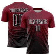 Maglia da calcio personalizzata Crimson Black-White Abstract Fragment Art Sublimation Uniform
