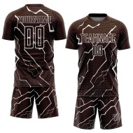 Maglia da calcio personalizzata con sublimazione Brown White Lightning
