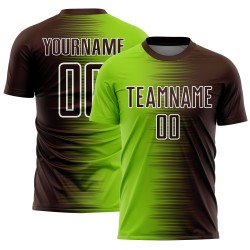 Maglia da calcio personalizzata con stampa a sublimazione, sfumatura verde neon marrone-bianco