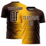Maglia da calcio personalizzata con stampa a sublimazione con gradiente marrone oro-bianco Maglia da calcio personalizzata con stampa a sublimazione con gradiente marrone oro-bianco